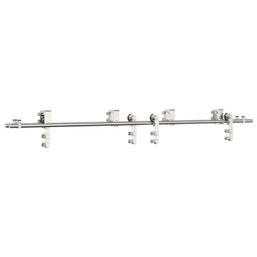 Set piese pentru ușă glisantă, argintiu, 200 cm oțel inoxidabil - Img 2