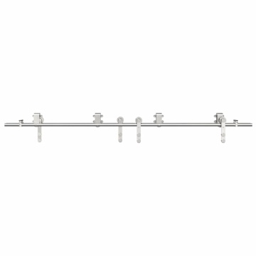 Set piese pentru ușă glisantă, argintiu, 200 cm oțel inoxidabil - Img 8