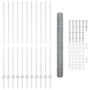 Set plasă hexagonală Set de 2 Oțel galvanizat 25 x 1.5 m Durabil - Img 4