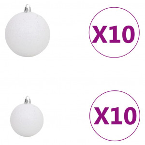 Set pom Crăciun artificial LED-uri&globuri, roz, 240 cm, PVC - Img 7