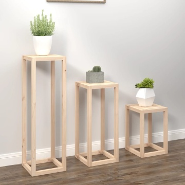 Set suport de plante, 3 piese, lemn masiv de pin - Img 3