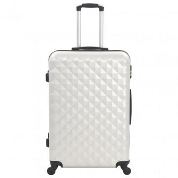 Set valiză carcasă rigidă, 3 buc., argintiu strălucitor, ABS - Img 3