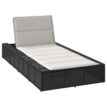 Sezlong cu pernă plutitoare Rattan poli negru - Img 1