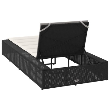 Sezlong cu pernă plutitoare Rattan poli negru - Img 7