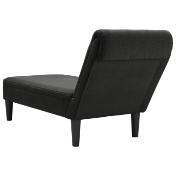 Șezlong cu pernă și cotieră dreaptă, negru, textil - Img 5