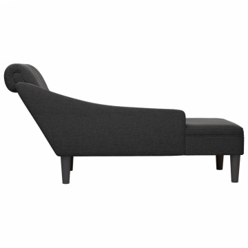 Șezlong cu pernă și cotieră dreaptă, negru, textil - Img 8