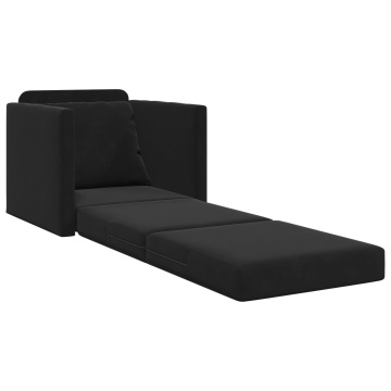 Sofa Pat 2-in-1 Negru 74x77x81 cm Catifea - Img 4