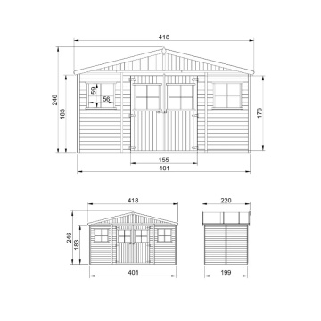 Șopron din lemn de gradina L14ft x L7ft x H8ft - TIMBELA M332+M332G - Img 6