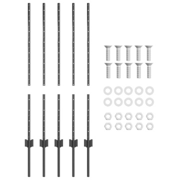 Stâlpi 10 pcs U-Channel Gri 100 cm Oțel - Img 4