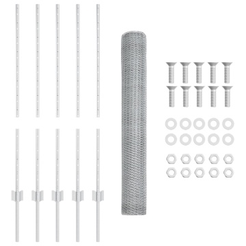Stâlpi de Gard 10 buc U-Canal 100 cm Oțel Galvanizat, Gard Hexagonal 1x10 m Oțel Galvanizat - Img 4