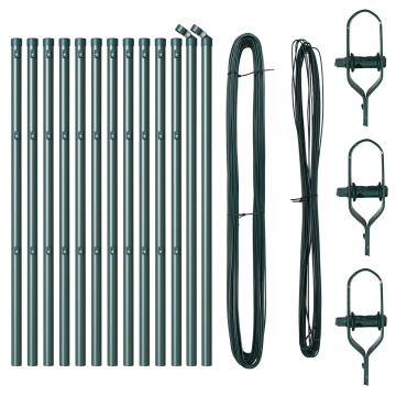 Stâlpi de Gard 13 buc Verde Ø32 mm 120 cm Oțel Zincat - Img 2