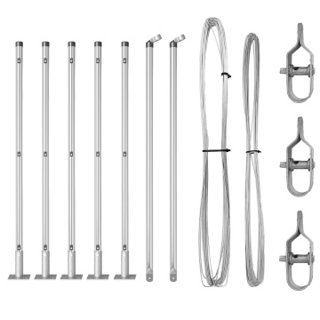 Stâlpi de gard cu plăci de bază 7 buc Ø32mm 110cm Oțel galvanizat - Img 2