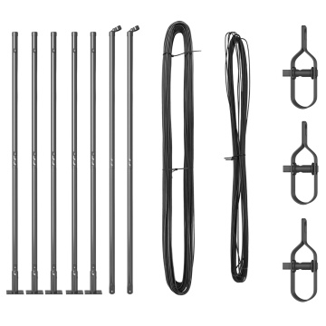 Stâlpi de gard cu plăci de bază 7 buc Ø32mm 68,5cm Oțel galvanizat - Img 2