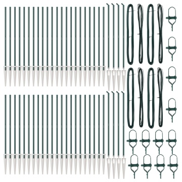 Stâlpi de gard cu vârf 52 pcs Ø32 mm 140 cm Oțel galvanizat - Img 2
