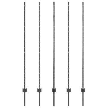 Stâlpi de împrejmuire 10 pcs U-Channel Gri 160 cm Oțel - Img 2