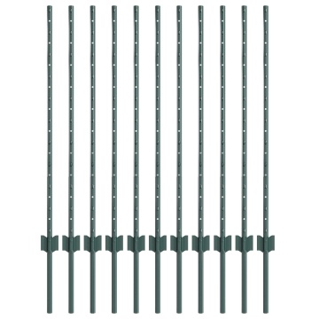 Stâlpi pentru Gard 11 pcs U-Channel Verde 100 cm Oțel - Img 2