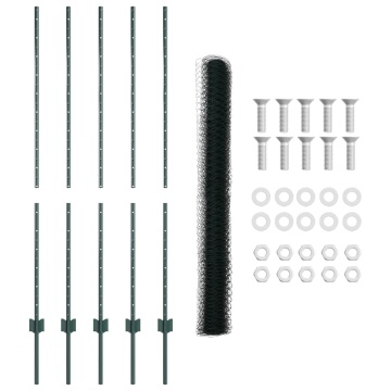 Stâlpi pentru Gard 5 buc U-Channel Verde 140 cm din Oțel, Gard Hexagonal Verde 1.4x10 m din Oțel - Img 4