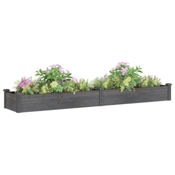 Strat grădină înălțat cu căptușeală gri 240x45x25 cm, lemn brad - Img 3