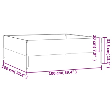 Strat înălțat de grădină, 100x100x33,5 cm, oțel corten - Img 6