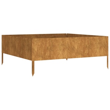Strat înălțat de grădină, 100x100x41 cm, oțel corten - Img 2