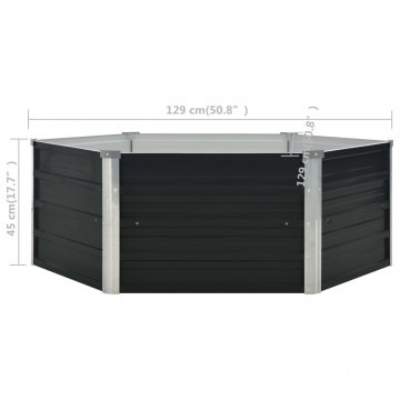 Strat înălțat de grădină antracit 129x129x45 cm oțel galvanizat - Img 5