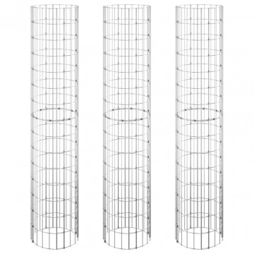 Strat înălțat gabion 3 buc. Ø30x150 cm oțel galvanizat circular - Img 2