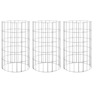 Strat înălțat gabion 3 buc. Ø30x50 cm oțel galvanizat circular - Img 2