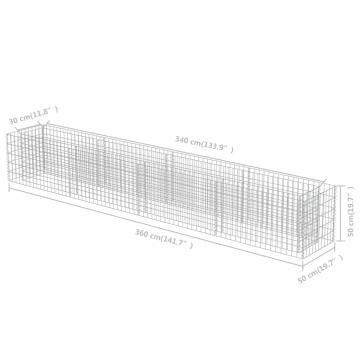 Strat înălțat gabion, 360 x 50 x 50 cm, oțel galvanizat - Img 7
