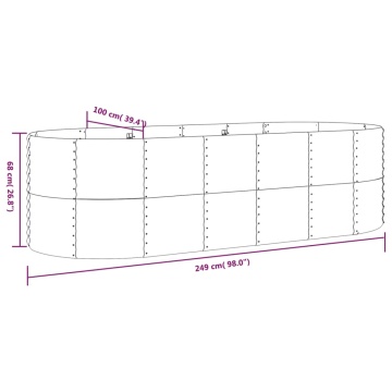 Strat înălțat grădină 249x100x68 cm oțel vopsit electrostatic - Img 5