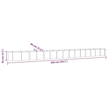 Strat înălțat grădină 620x80x36 cm oțel vopsit electrostatic - Img 5
