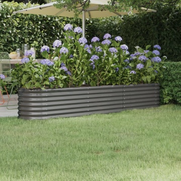 Strat înălțat grădină gri 224x40x36cm oțel vopsit electrostatic - Img 1