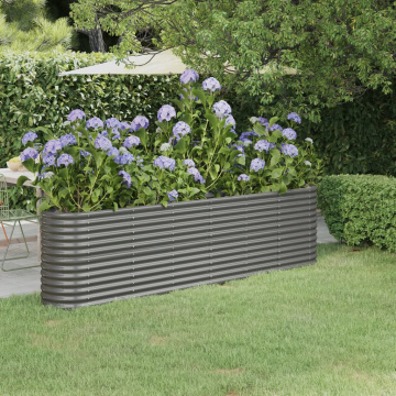 Strat înălțat grădină gri 260x40x68cm oțel vopsit electrostatic - Img 1
