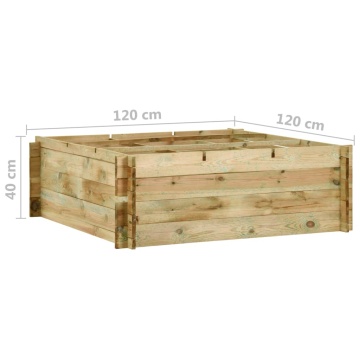 Strat înălțat legume grădină, 120x120x40 cm, lemn de pin tratat - Img 5