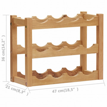 Suport 12 sticle de vin, 47 x 21 x 36, lemn masiv de stejar - Img 5