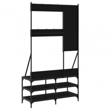 Suport de haine cu raft de pantofi, negru, 100x40x184 cm - Img 5