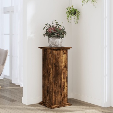 Suport de plante, stejar fumuriu, 33x33x80 cm, lemn prelucrat - Img 1