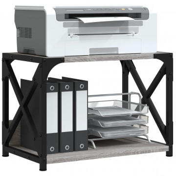 Suport imprimantă 2 niveluri gri sonoma 44x26x31,5 cm lemn - Img 3