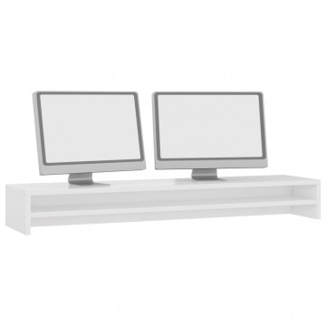 Suport monitor, alb foarte lucios, 100 x 24 x 13 cm, PAL - Img 3
