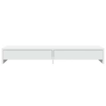 Suport monitor cu sertare, alb, 100x27x15 cm, lemn prelucrat - Img 4