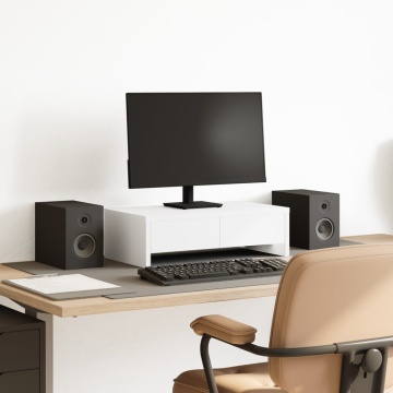 Suport monitor cu sertare, alb, 50x27x15 cm, lemn prelucrat - Img 1