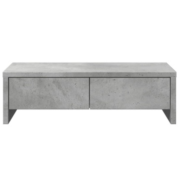 Suport monitor cu sertare gri beton 50x27x15 cm lemn prelucrat - Img 4