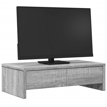 Suport monitor cu sertare gri sonoma 50x27x15 cm lemn prelucrat - Img 3
