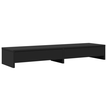 Suport monitor cu sertare, negru, 100x27x15 cm, lemn prelucrat - Img 2