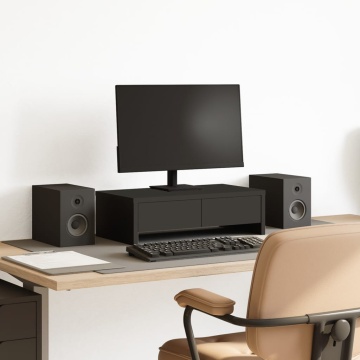 Suport monitor cu sertare, negru, 50x27x15 cm, lemn prelucrat - Img 1