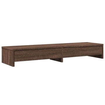 Suport monitor cu sertare, stejar maro, 100x27x15 cm, lemn - Img 2