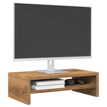 Suport monitor, stejar artizanal, 42x24x13 cm, lemn prelucrat - Img 1