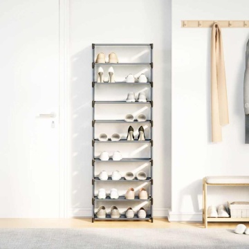 Suport pantofi 10 niveluri gri 54x28x158 cm țesătură nețesă - Img 4