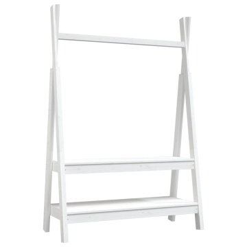 Suport pentru haine, alb, 100x45,5x150 cm, lemn masiv de pin - Img 2