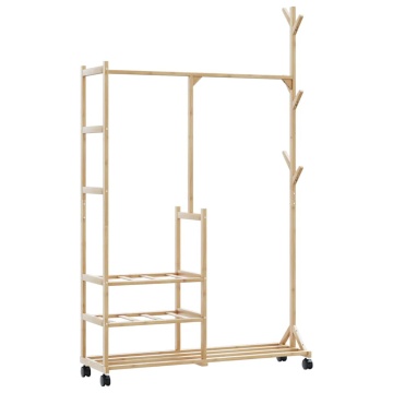 Suport pentru haine cu rafturi și roți 100x38x175,5 cm bambus - Img 5