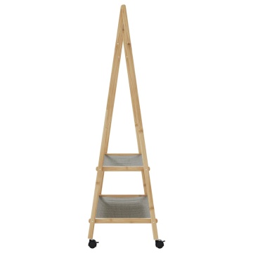 Suport pentru haine cu rafturi și roți 96x45,5x155,5 cm bambus - Img 8